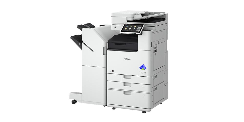 imageRUNNER ADVANCE DX 4935i right view with finisher and large capacity paper drawer