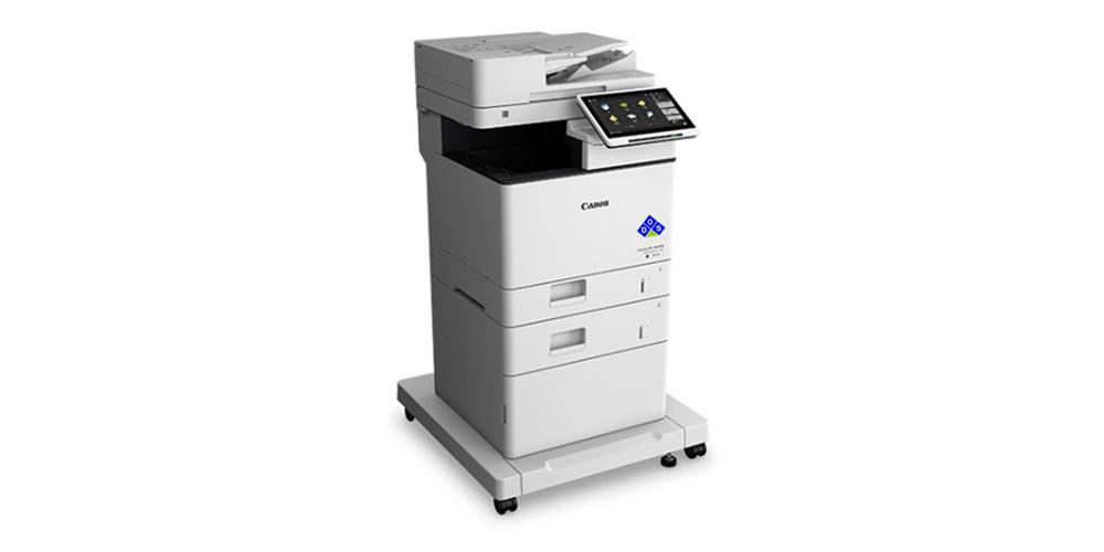 imageRUNNER ADVANCE DX 617iF left view with 2 paper drawers and cabinet
