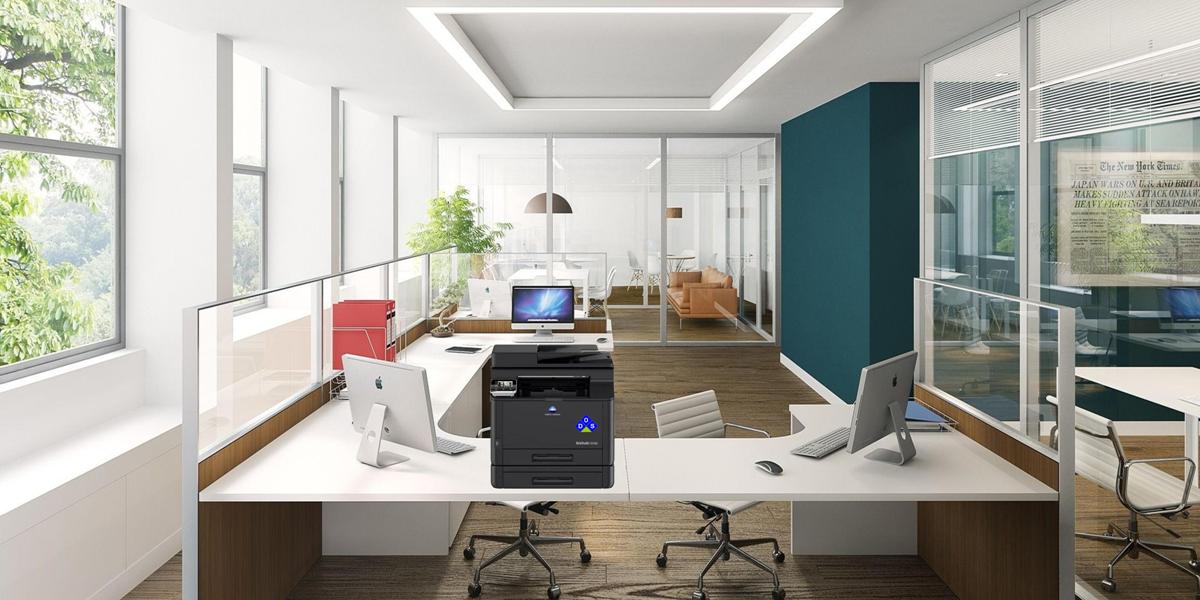 bizhub C3120i in the office with 2 paper drawers